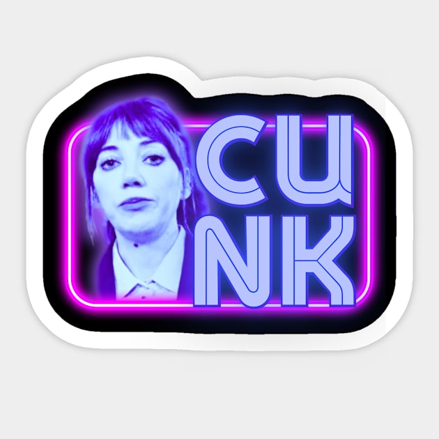 Neon Philomena Cunk Sticker by Soapy Retro